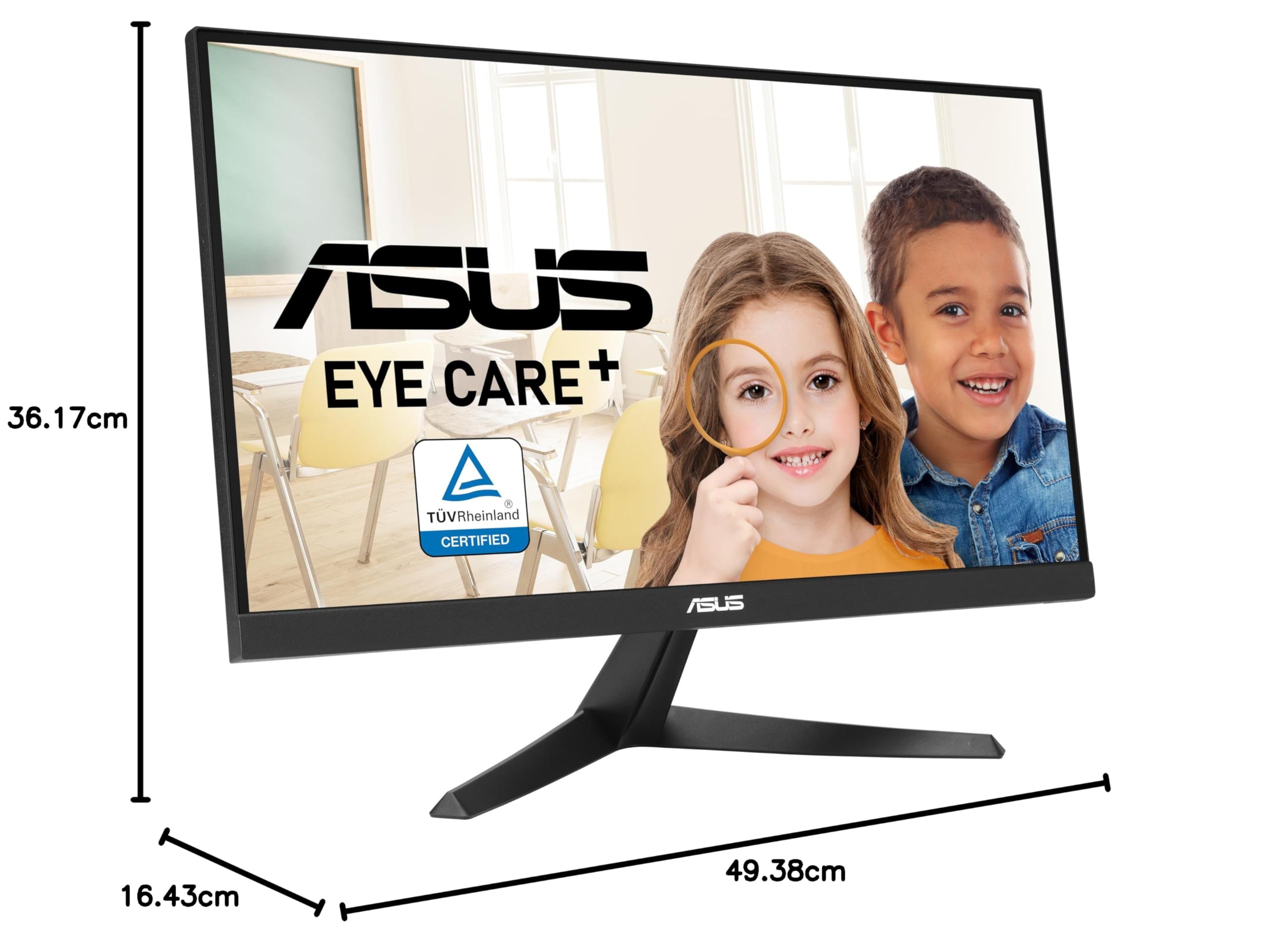 ASUS VY229Q Monitor Eye Care da 22” pollici (21.45) FHD (1920 x 1080), IPS 75Hz, Tempo di Risposta 1ms, FreeSync, Color Augmentation, Rest Reminder, Filtro Luci Blu, Anti-sfarfallio, DisplayPort, Nero
