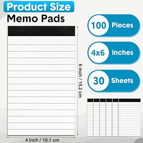 Miniatura 2 de PerKoop Paquete de 100 blocs de notas pequeños de 4 x 6 pulgadas, mini blocs de notas forrados con 30 hojas en cada bloc de notas para suministros