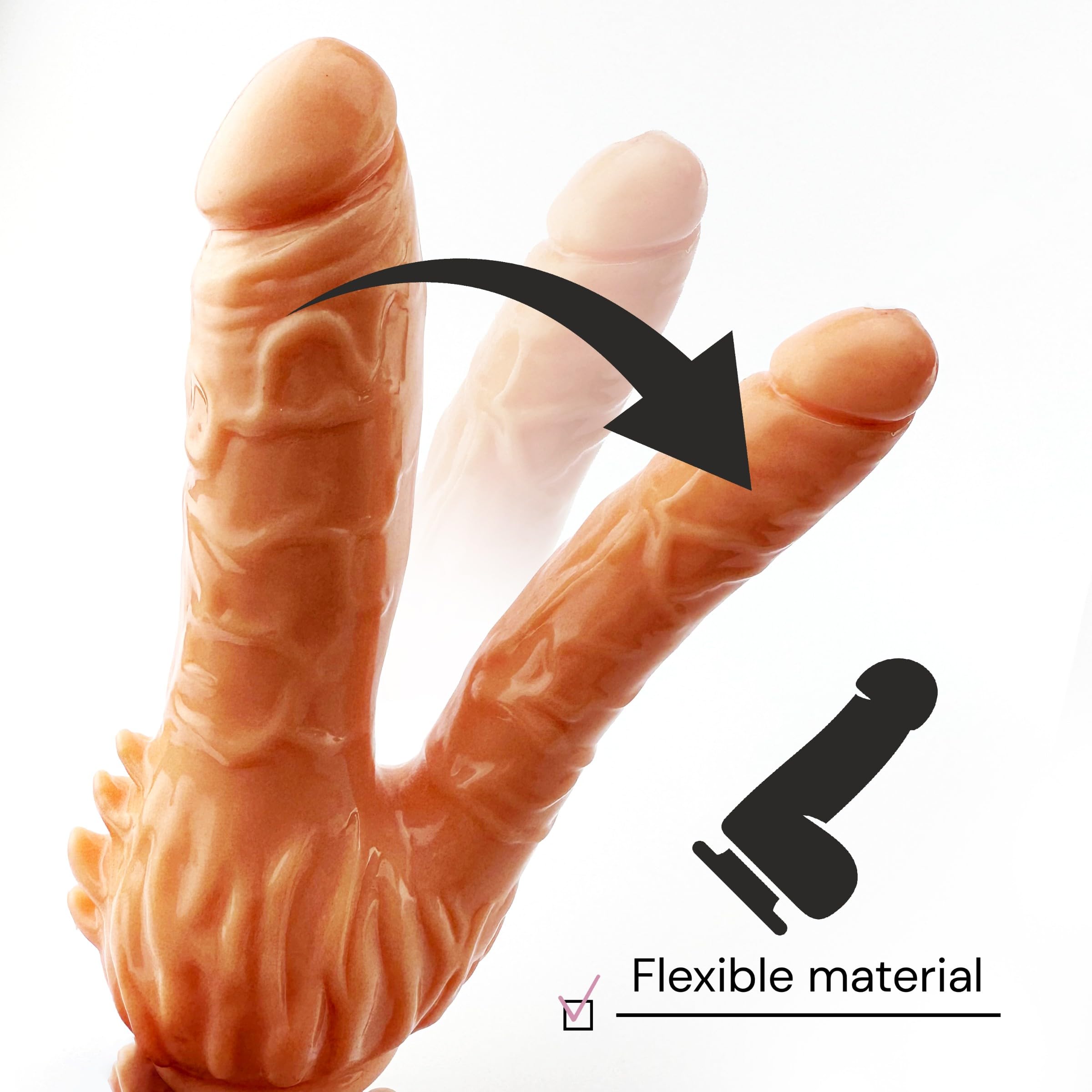 Dildo Realistico Stimolazione Vaginale e Anale Vibratore Doppio TPR Anale 17cm ⌀2.5cm Morbido Impermeabile dildi Vaginale 17.5cm ⌀3,7cm Doppio Dildo con Vibrazioni Regolabili FOPS D40