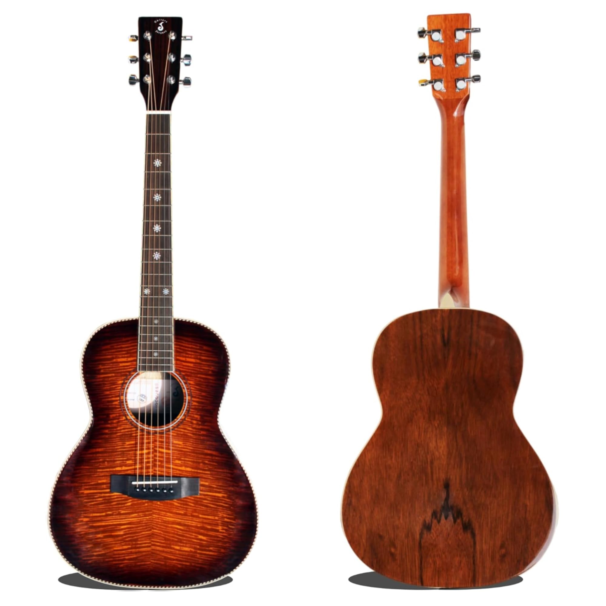 Batking 91,4 cm Akustikgitarre, 3/4 Größe Fichte Tiger Flamme Mini Reise Gitarre, 6 Saiten Hell Laminiert Instrument für Anfänger, Kinder, Erwachsene in Sonnenbrust