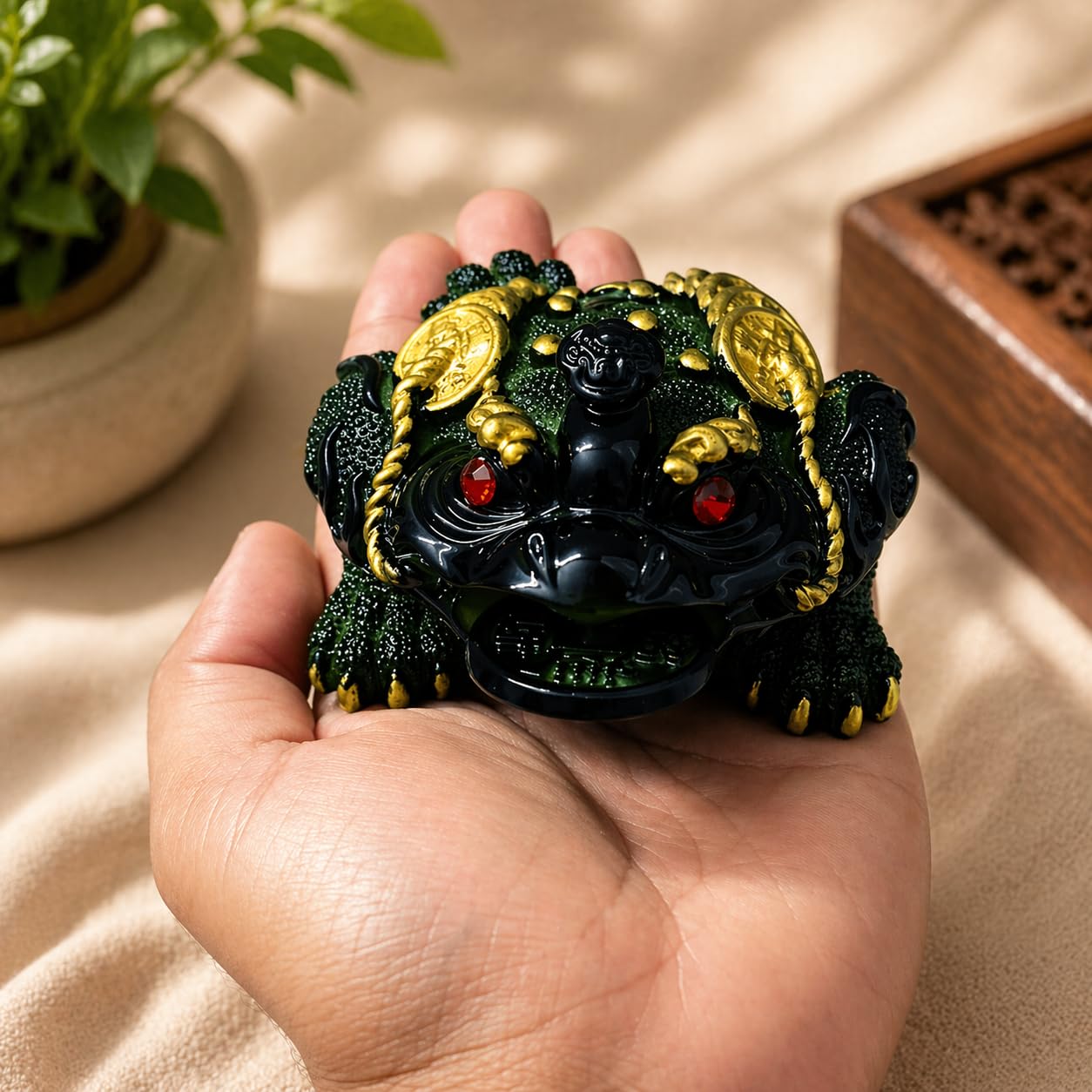 Buy Vastu Art Fengshui Jade Green Three Legged Money Frog with
