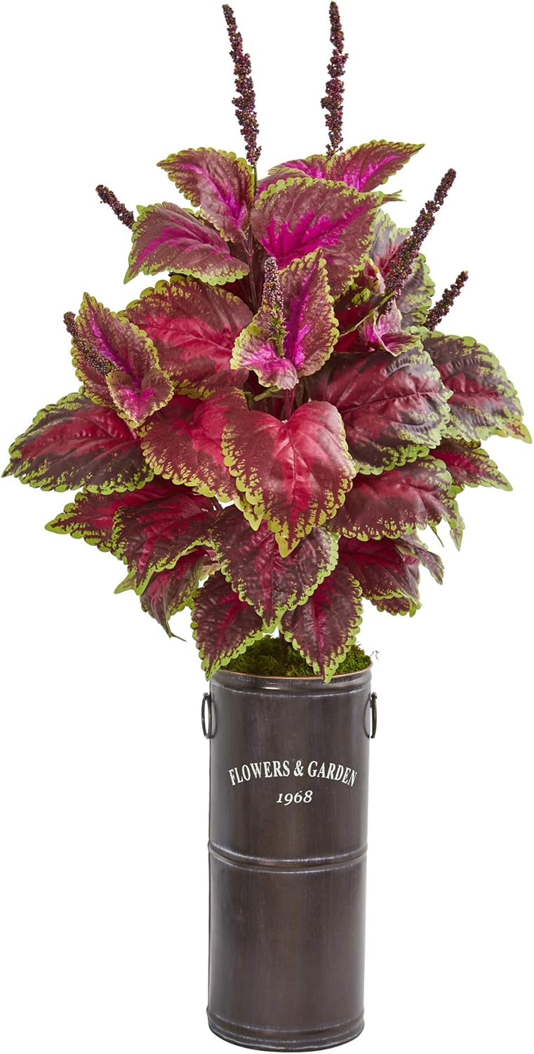 NearlyNatural 37” Coleus Artificial Decorative Planter Silk Plants