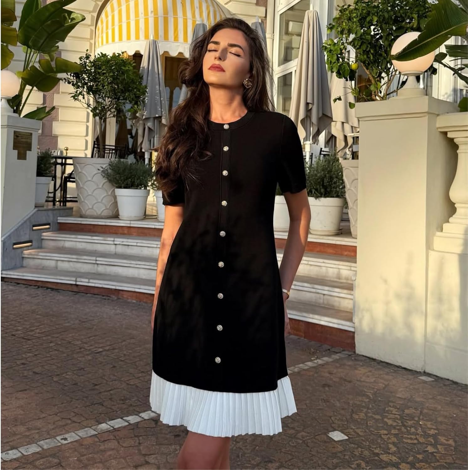 GOELIA Women's Summer Bodycon Knit Mini Dress Short Sleeve Crew Neck Casual Dresses for Work Office Wedding Guest Wear - Image 4