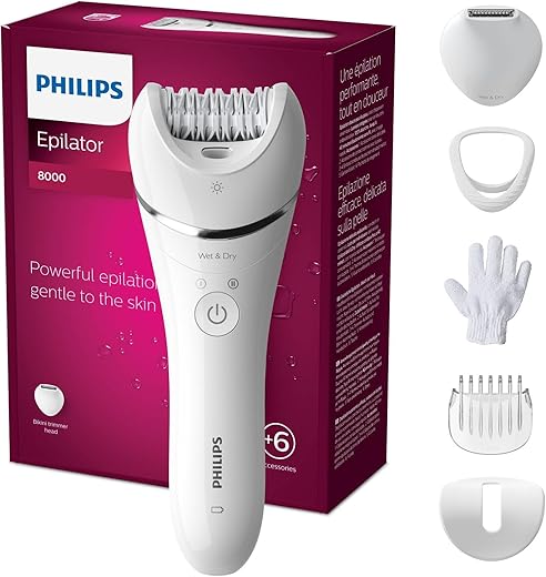 Épilateur 100 % étanche Philips Séries 8000 avec 6 accessoires (Modèle BRE715/00)