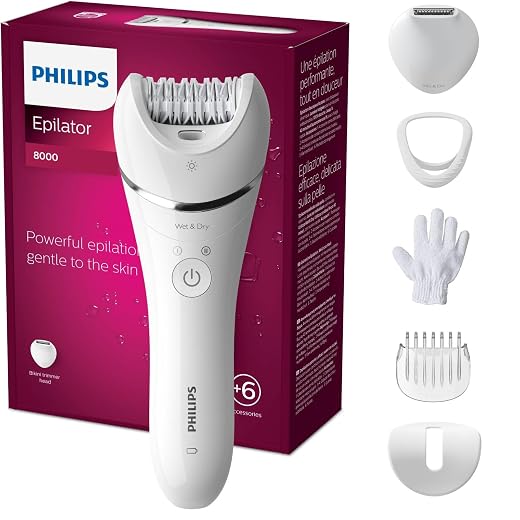 Philips Depiladora Philips Series 8000 Wet & Dry con 6 accesorios (modelo BRE715/00)