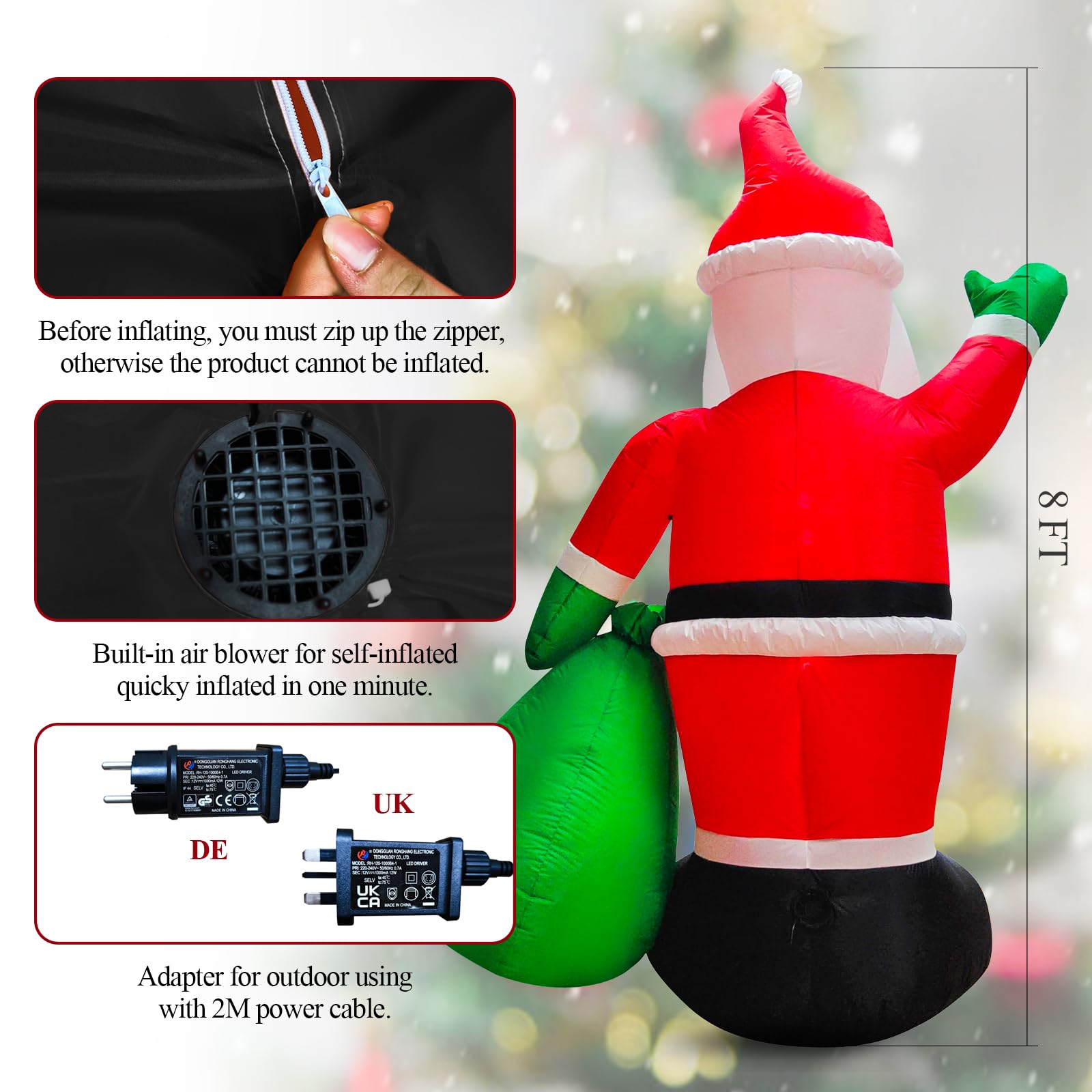 195CM Decorazione Natalizia Gonfiabile, Babbo Natale Gonfiabile + Aereo + Pinguino, Decorazione con Luci LED Interni/Esterni, Festa Natale Gonfiabile All'aperto Decorazioni Giardino 195CM Decorazione Natalizia Gonfiabile, Babbo Natale Gonfiabile + Aereo + Pinguino, Decorazione con Luci LED Interni/Esterni, Festa Natale Gonfiabile All'aperto Decorazioni Giardino