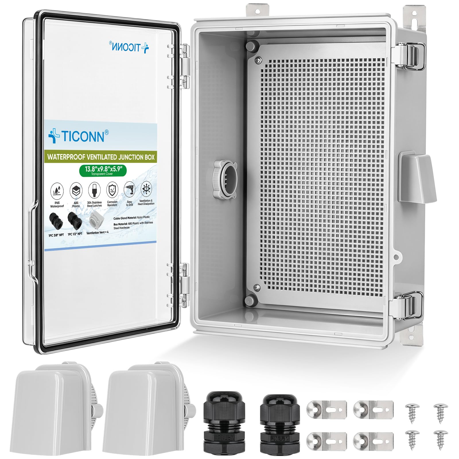 TICONN Outdoor Electrical Box with Ventilation Holes, IP65 Junction Box — Amazon image 13