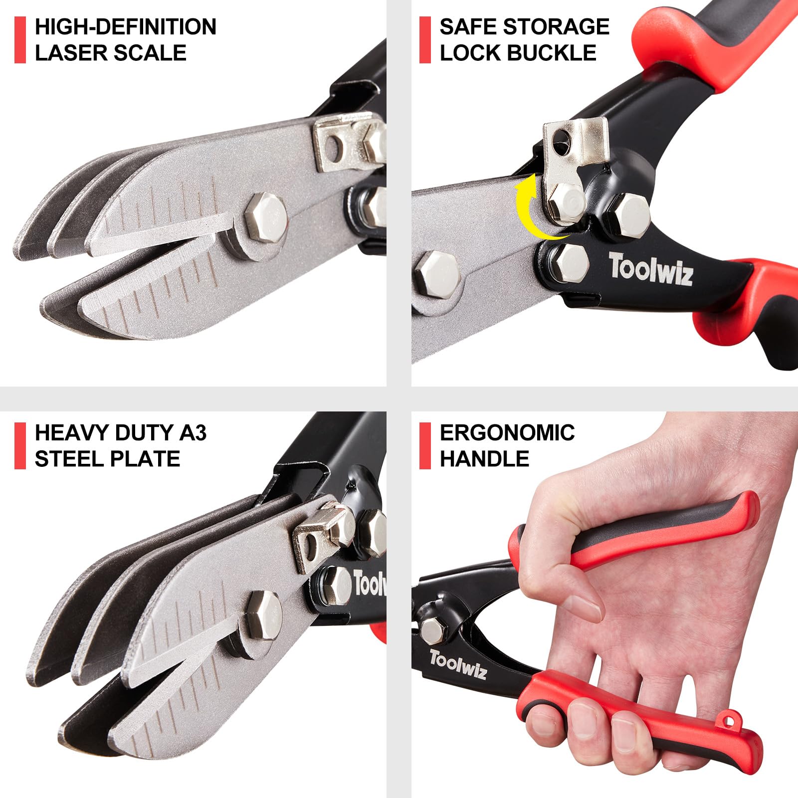 Toolwiz 5 outils pour tôle, pince à sertir pour tuyaux de descente de calibre 24-26, tuyaux de poêle, systèmes de conduits de ventilation en acier inoxydable, pince à sertir efficace pour tuyaux