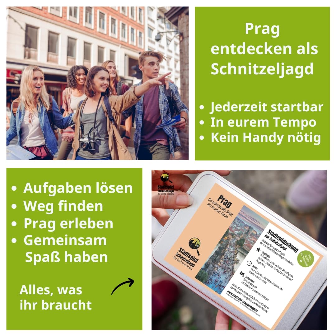 Stadtspiel Schnitzeljagd Prag Altstadt - Entdeckertour | Stadtrallye durch die Prager Altstadt – ideales Erlebnisgeschenk für Touristen & Einheimische, perfekt für Teamevents