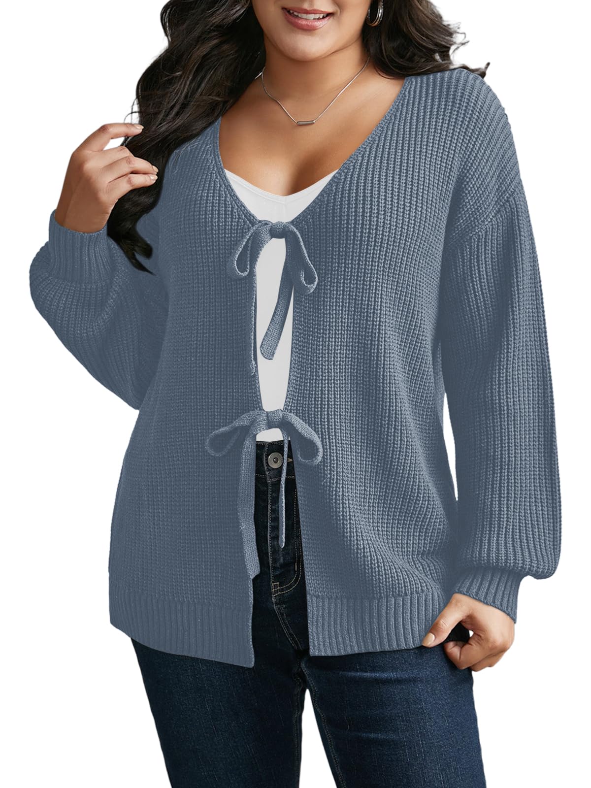 Womens Plus Size Cardigan Sweater Open Front Long Sleeve Knit Cover Up Oversized Loose Fit Tops XL-5XL