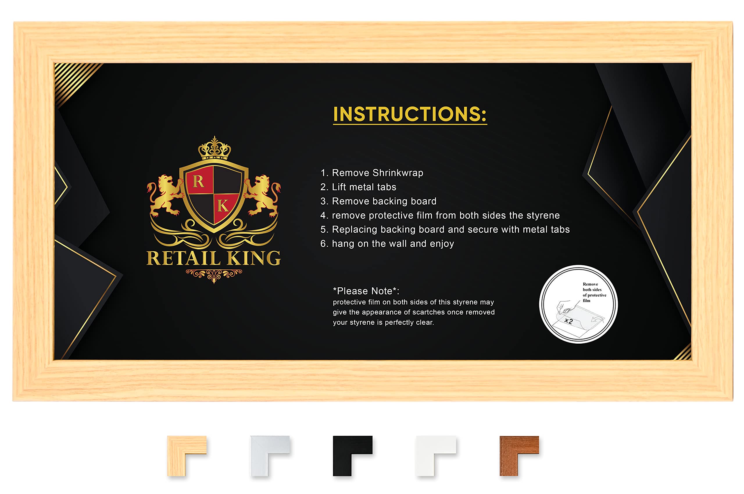 Rk Retail King Oak 36" X 12" Panoramic Size Picture Frames - 36X12 Inch Photo Frames - Poster Frames For Wall Hanging With Safe Perpex In Multiple Colours (Oak)