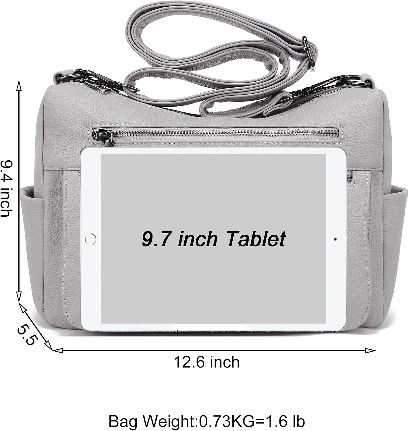Purse Women Leather Large Work Tote Crossbody Shoulder Bags with 10 Pockets image 2