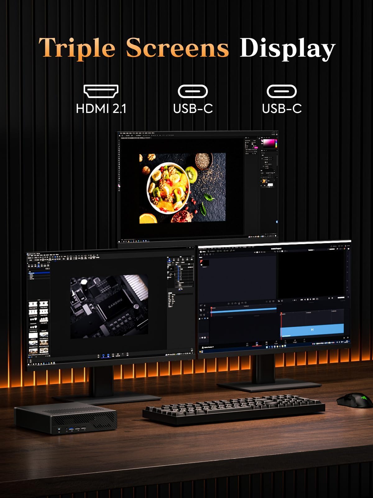 MINISFORUM Mini PC MS-A2 Barebone with AMD Ryzen 9 7945HX (16 C/32T, 64 MB L3, up to 5.2GHz), PCIe × 16, HDMI/2XUSB-C (8K@60 Hz), 2 x SFP+ 10 G,2xLAN 2.5 G,3xSSD M.2 (2280/22110/U.2),No RAM/SSD/OS — view 4