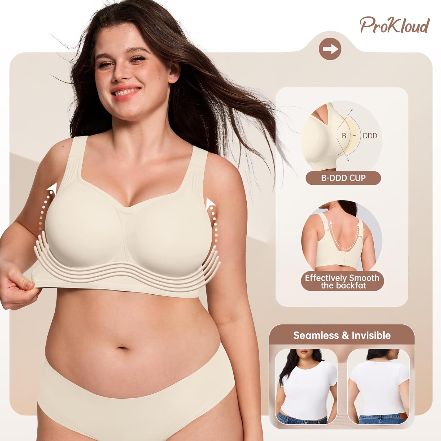 Jelly Bras for Women No Underwire Wireless Bra with Support and Lift Full Coverage Plus Size Comfy Seamless Bra - Image 2