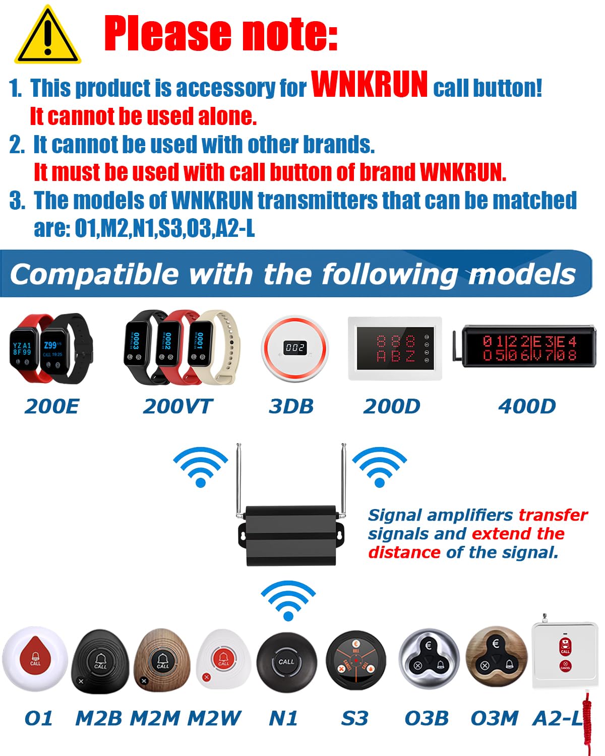 Image secondaire de Système d'Appel Sans Fil WNKRUN pour Serveurs - Récepteur Montre CS-200VT Rouge