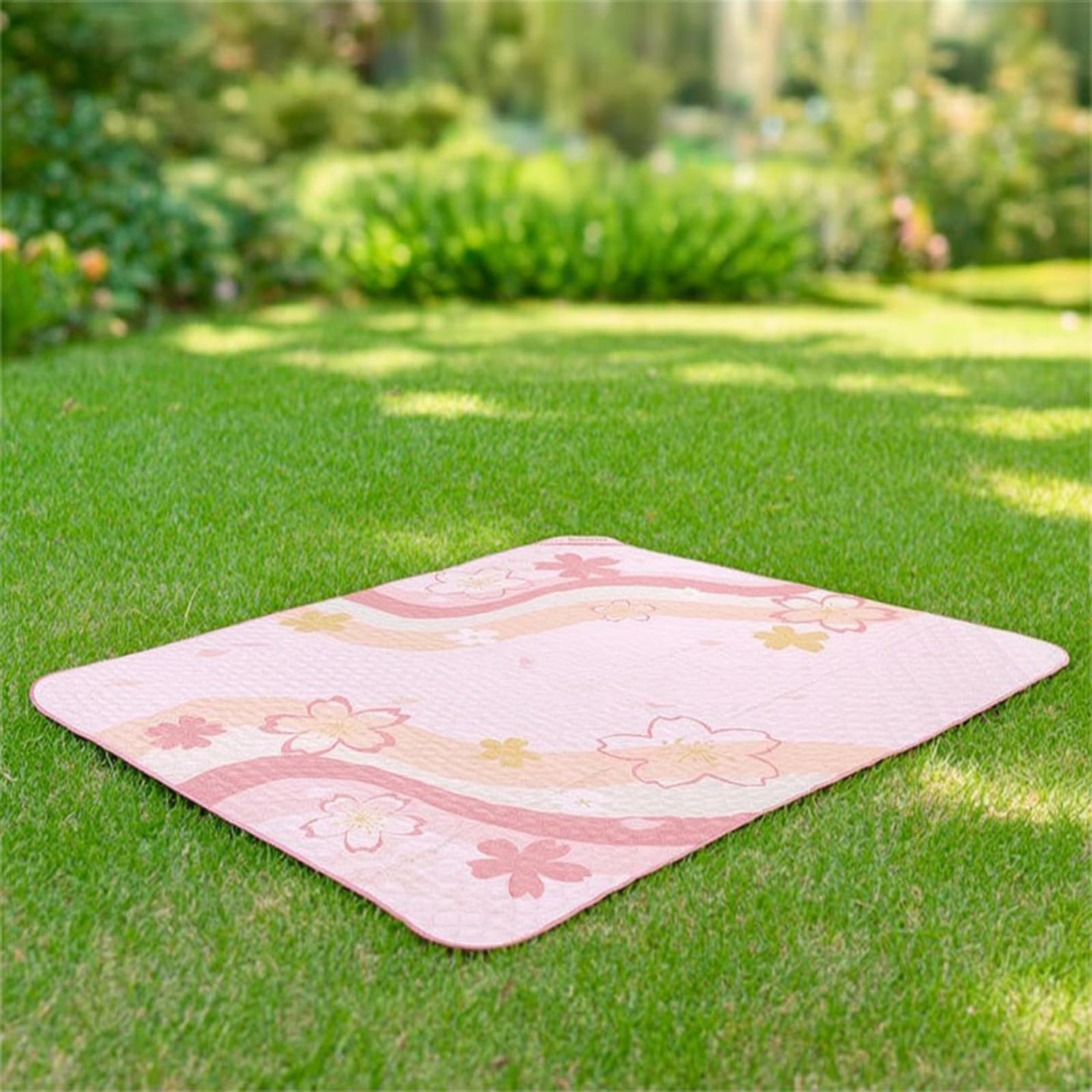Tapis Pique-Nique avec Motif Floral Résistante à l’Eau Couverture Pique-Nique Matelassée Portable Nappe pour Familles, 195 180CM