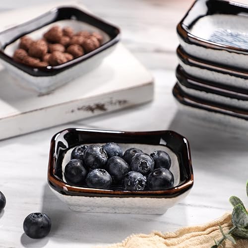 Miniatura 5 de forkmannie Juego de 6 platos de cerámica para salsa de soja, platos de aperitivo, platos de acompañamiento, platos de servir, juego de vajilla de