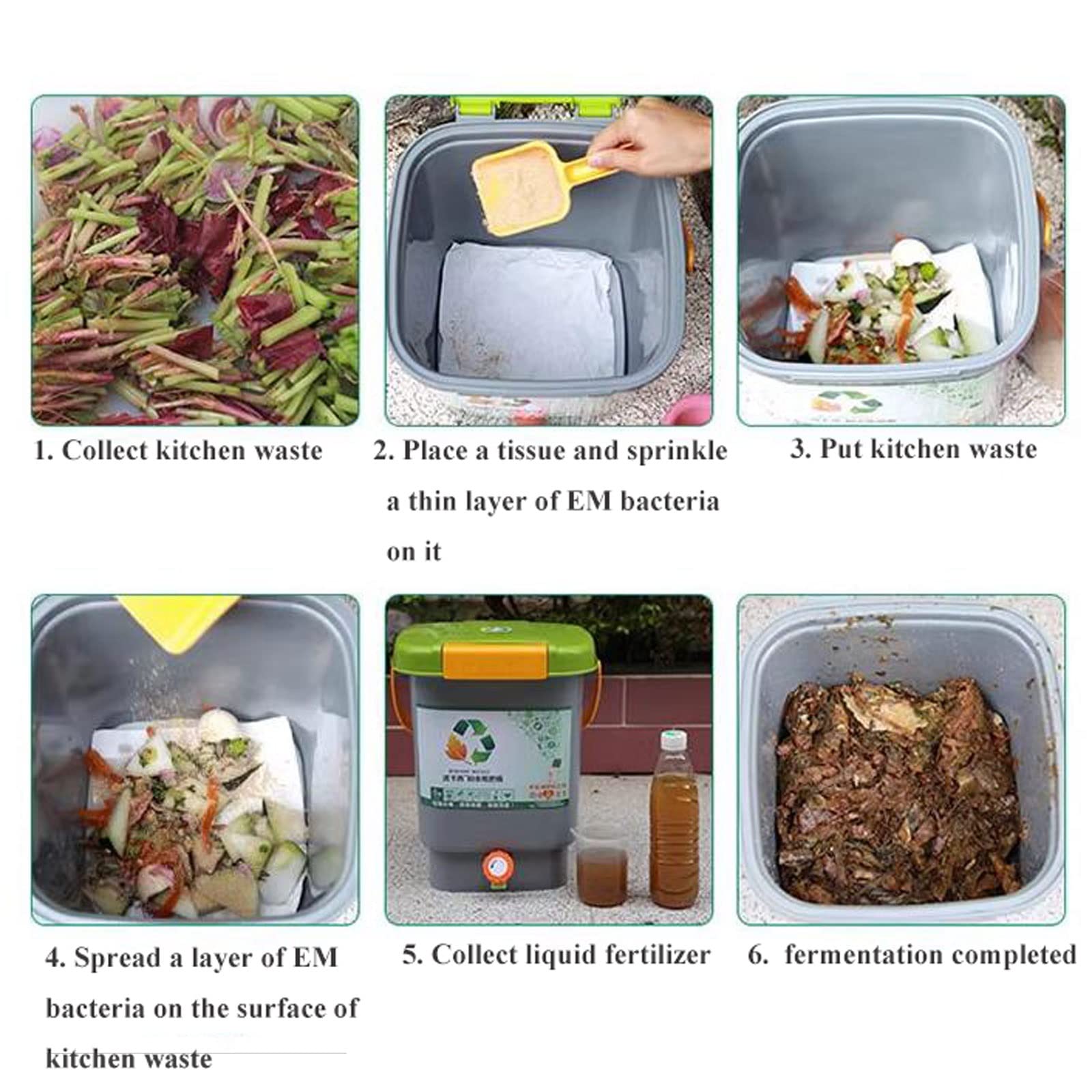 Bac à compost pour jardin, Système de compostage Bokashi d'intérieur, seaux à compost de cuisine avec robinet, couvercle hermétique, moyen pratique de collecter tous vos déchets organiques – Seau de 1