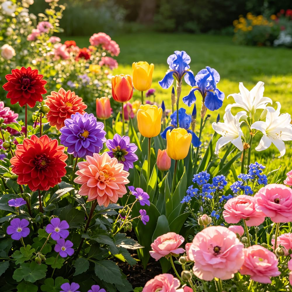 FloresRizoma multicolor - resistentes jardines de rocas de balcón primavera bancal elevado jardín 18bulbos