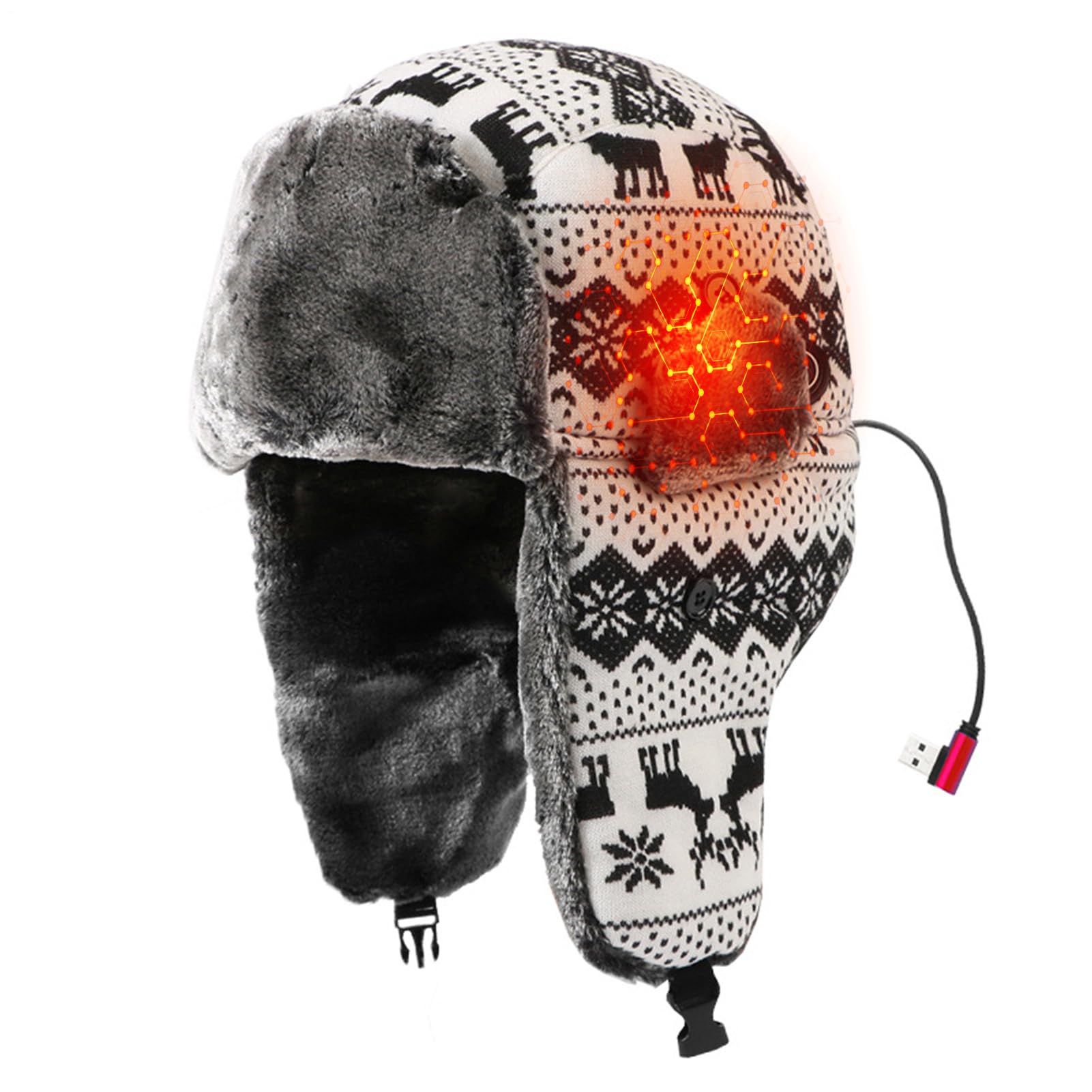 Generisch Berretto invernale Ushanka, triplo livello di calore, con caldo peluche | Copricapo riscaldato per uomini, donne, adulti e adolescenti, per ciclismo, passeggiate e pendolari