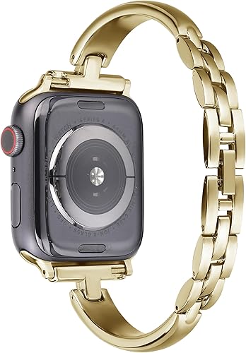 Vista 2 de Band Compatible for Apple Watch Band 42mm 44mm 45mm 46mm iWatch Series SE 10 9 8 7 6 5 4 3 Oro