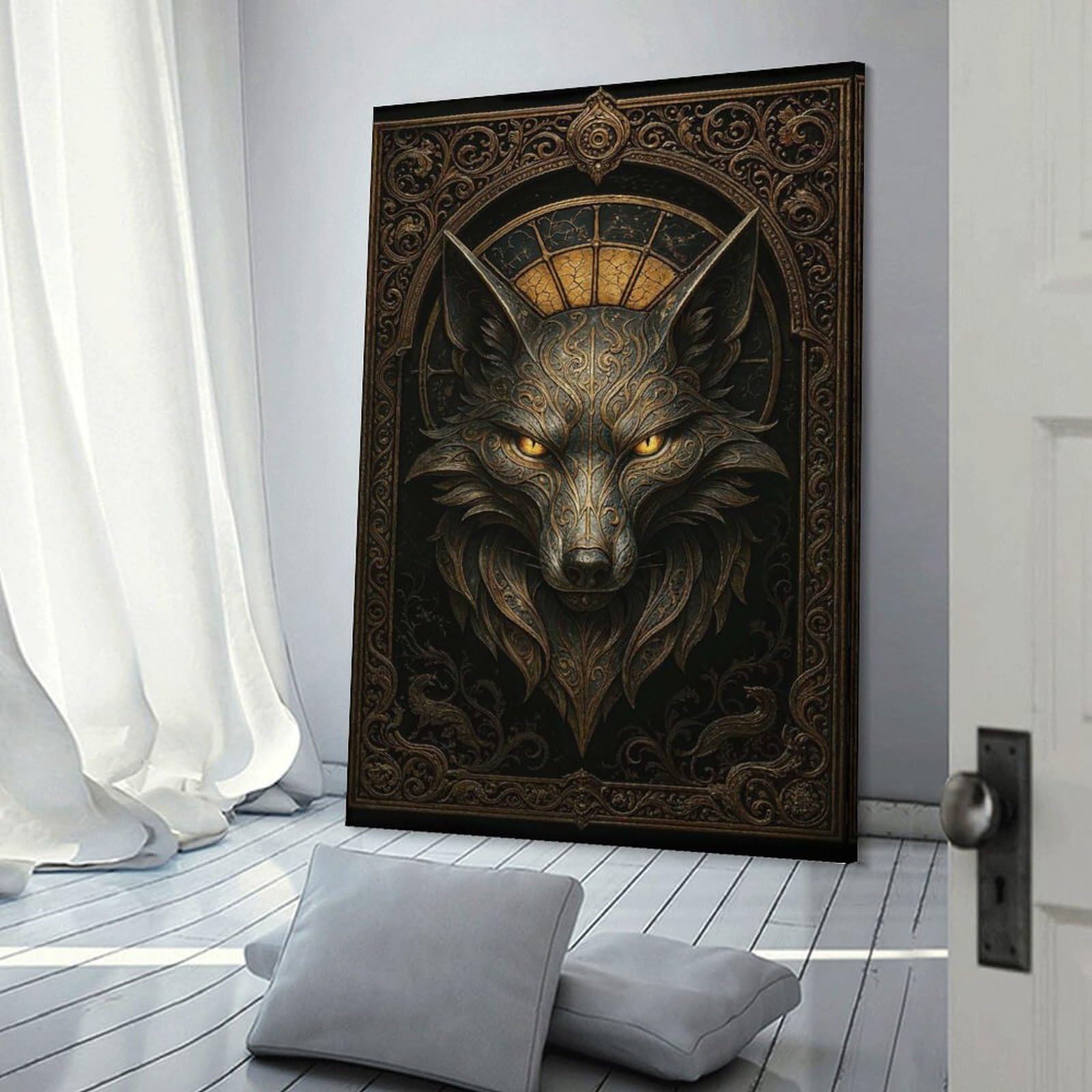 Junmoney Home Decor Wall Art Ornate Fox Head – Gothic Elegance Fantasy, 08x12inch(20x30cm), for Hallway, Bedroom Or Modern Interiors, Gift Idea for Housewarming And Birthdays
