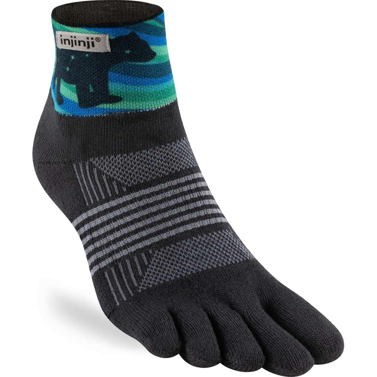 Injinji Women's Multicoloured Trail Midweight Mini Crew Artist Designed Aurora M/L, M-L