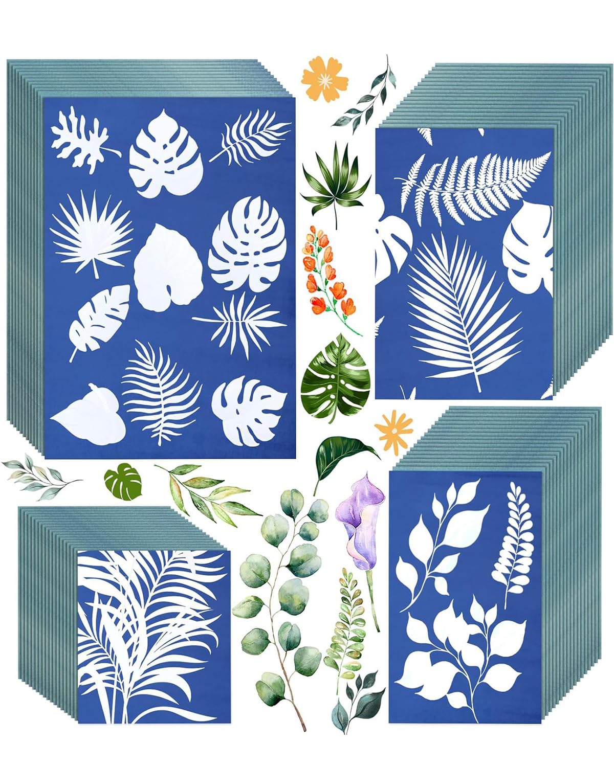 36pcs A6 Cyanotype Paper with English Instructions,Sun Sensitive Watercolor Paper, Nature Solar Drawing Paper Solar Activated Sun Printing Art Paper for Kids Adults DIY Crafts-image-36