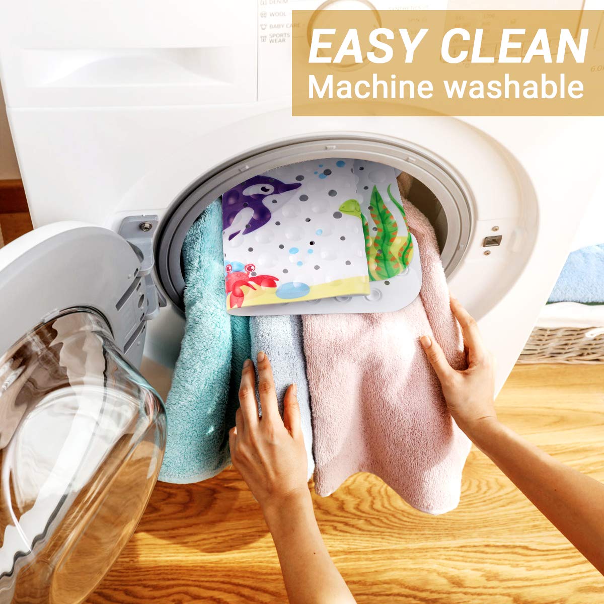 Tappetino Vasca Antiscivolo Bambini - 100x40cm, PVC, 200 Ventose, Design Animali Marini - Foto 6