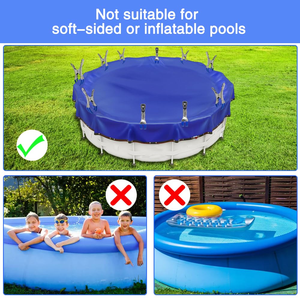 Golgner 12 abrazaderas de metal para piscinas sobre el suelo, pinzas de metal para cubierta de piscina, abrazaderas de sujeción con fuerte fuerza de sujeción, abrazaderas de resorte con película