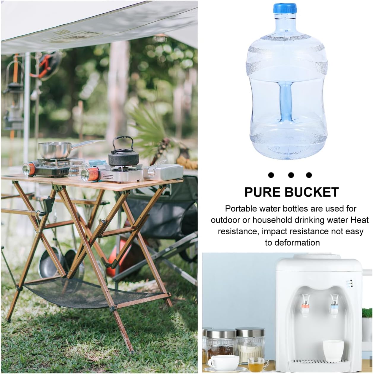 Wakauto 7.5L/2 Gal Portable Water Jug - Collapsible Handheld Water Container with Spout & Carry Handle for Camping, Hiking, Emergency, Outdoor Use (Random Color & Accessory)