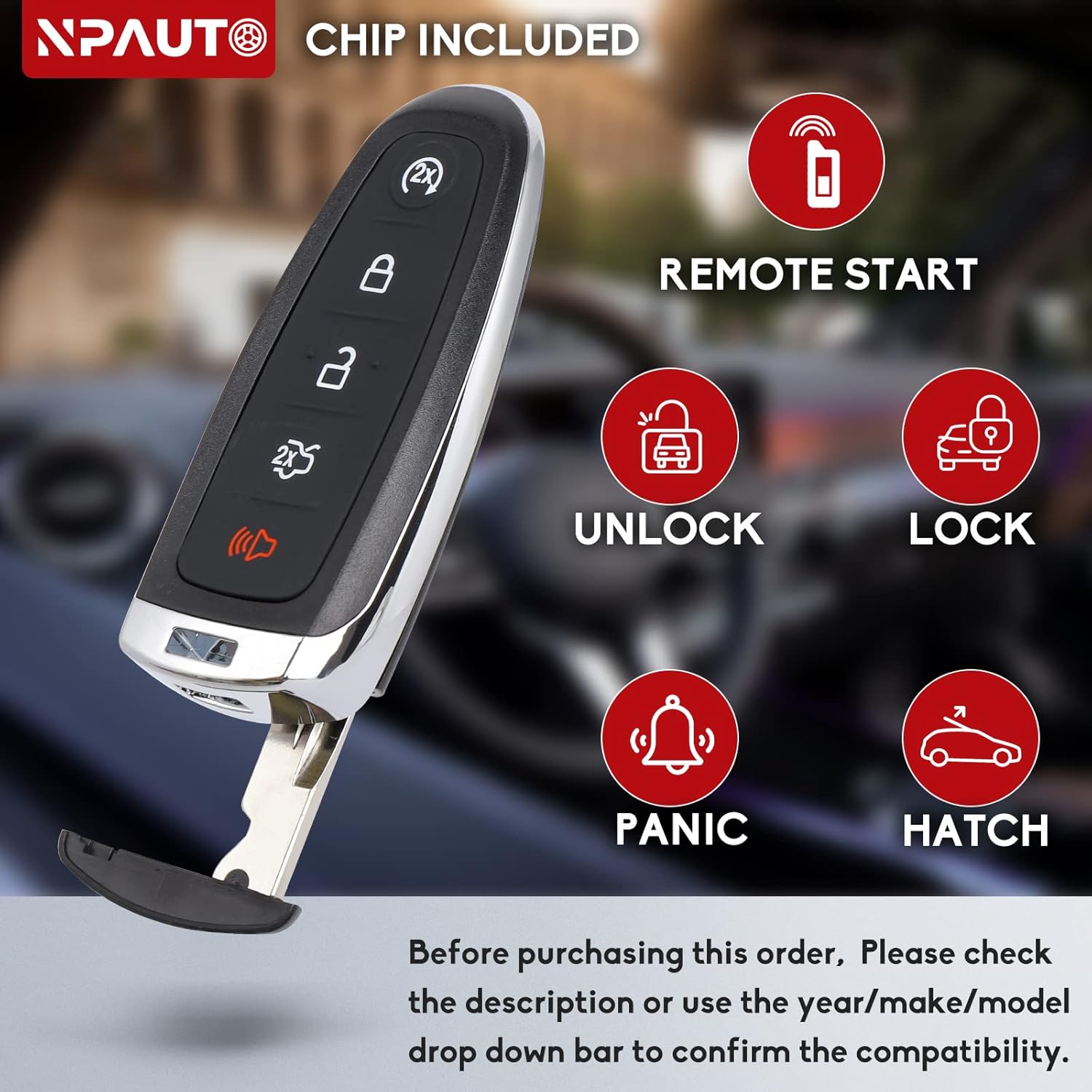 Key Fob Compatible with 2011-2015 Ford Explorer Edge, 2015-2019 Focus, Taurus, Flex, Expedition, Lincoln MKX/MKT/MKS/Navigator, Smart Keyless Entry Remote Control Replacement FCC M3N5WY8609