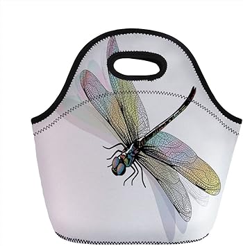 Amazon ネオプレンランチバッグ トンボ シェディ トンボ模様 華やかなレーススタイル スピリチュアルな美しさの羽 デザイン装飾 マルチカラー 子供用 大人用 断熱トートバッグ Iprint ランチバッグ ランチ巾着 ランチベルト 通販