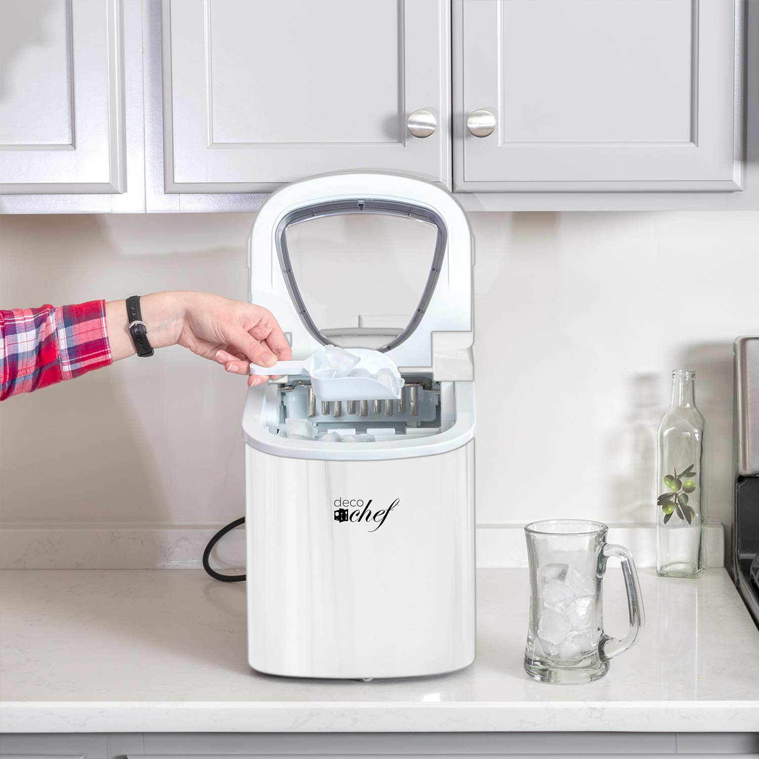 Deco Rapid Portable Automatic Electric Countertop Ice Maker - 6 Great Colors Compact Top Load 26 Lbs. Per Day Great For Party Hosting Never Run Out Of Ice Again, Self Cleaning (Black) on Fridge.com - View 3