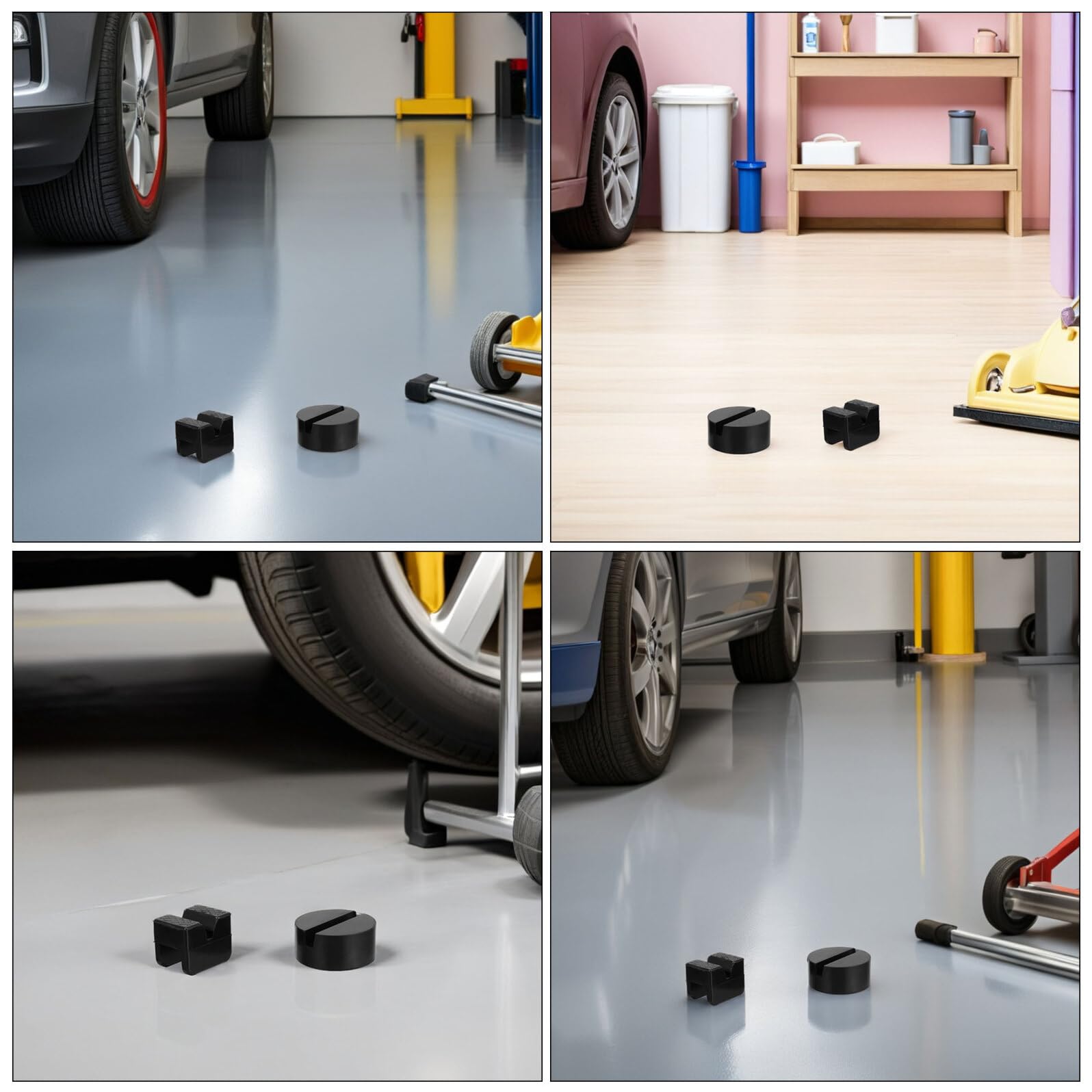 6 Pezzi Adattatori Pad in Gomma Antiscivolo per Sollevatore Auto Protezione Saldatura Telaio Compatibili con Vari Jack e Supporti Pad Elastici per Sollevamento Sicuro e Portatili