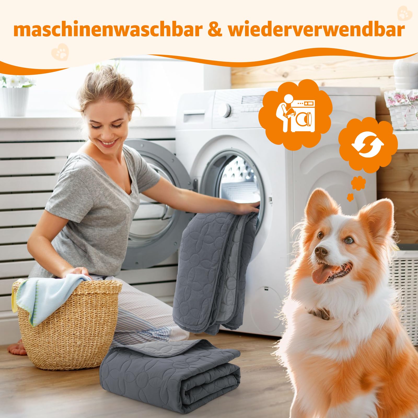 PICK FOR LIFE wasserdichte Hundedecke, beidseitig verwendbare Haustierdecke als Schutz für Sofa, Bett und Auto – waschbare Hundematte für große und kleine Hunde sowie Katzen