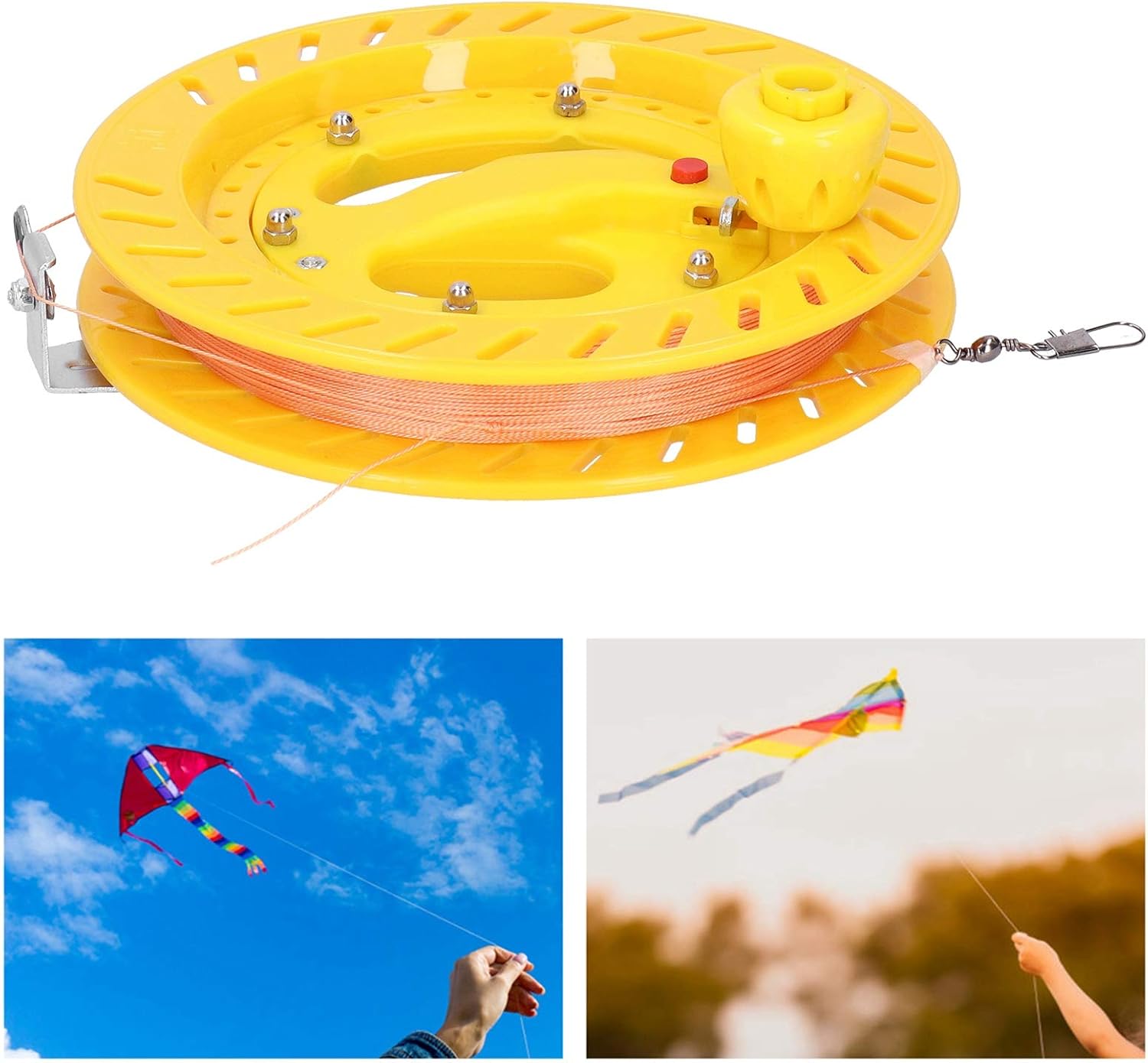 Kite Reel, Strong 200m Line String Reel Wheel with Yellow 20cm Spool for Outdoor Enthusiasts, Beach Parks Family Activities