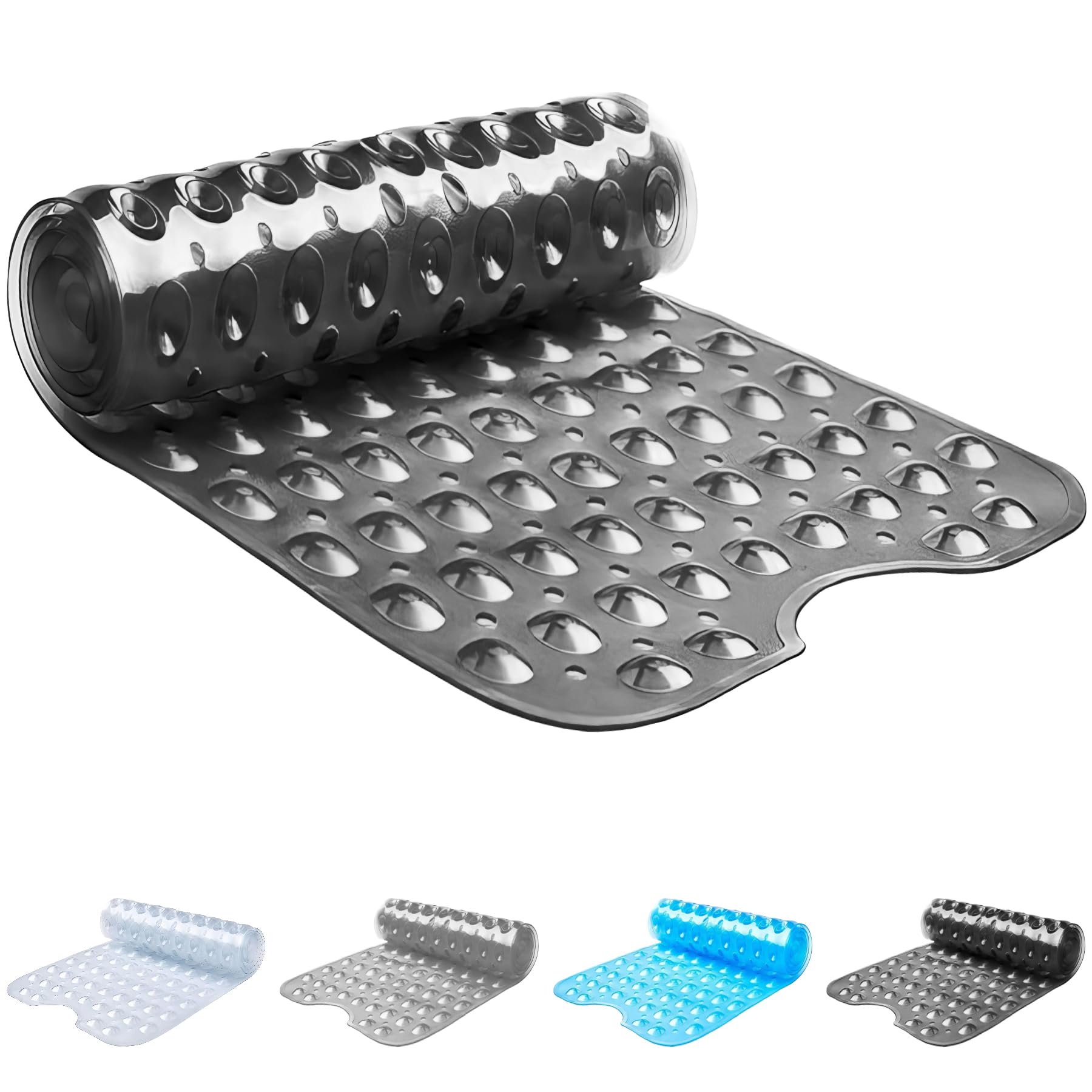 ADOV Bath Mat Non Slip, 70x38 cm Extra Long Shower Mat Anti Mould, Bathroom Bathtub Mats for Tub, Strong Suction Cups and Drain Holes, Mildew Resistant Machine Washable Bathroom Kids Mat