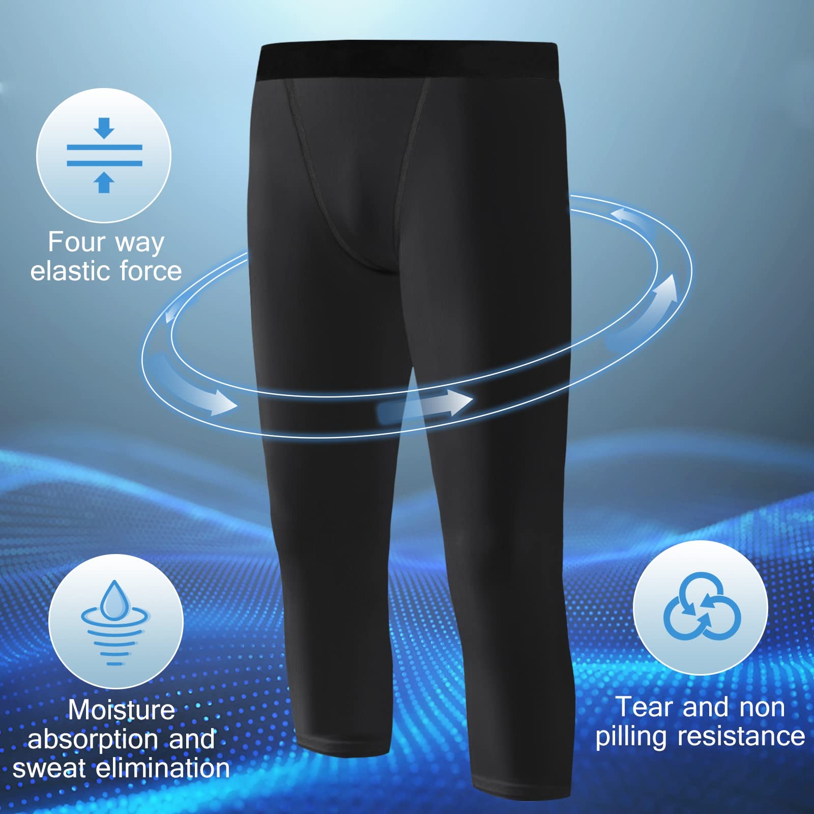 3/4 Niños Leggings de compresión Juvenil Medias Capa Base Deportes Running Capris Pantalones para niños para Entrenamiento Baloncesto