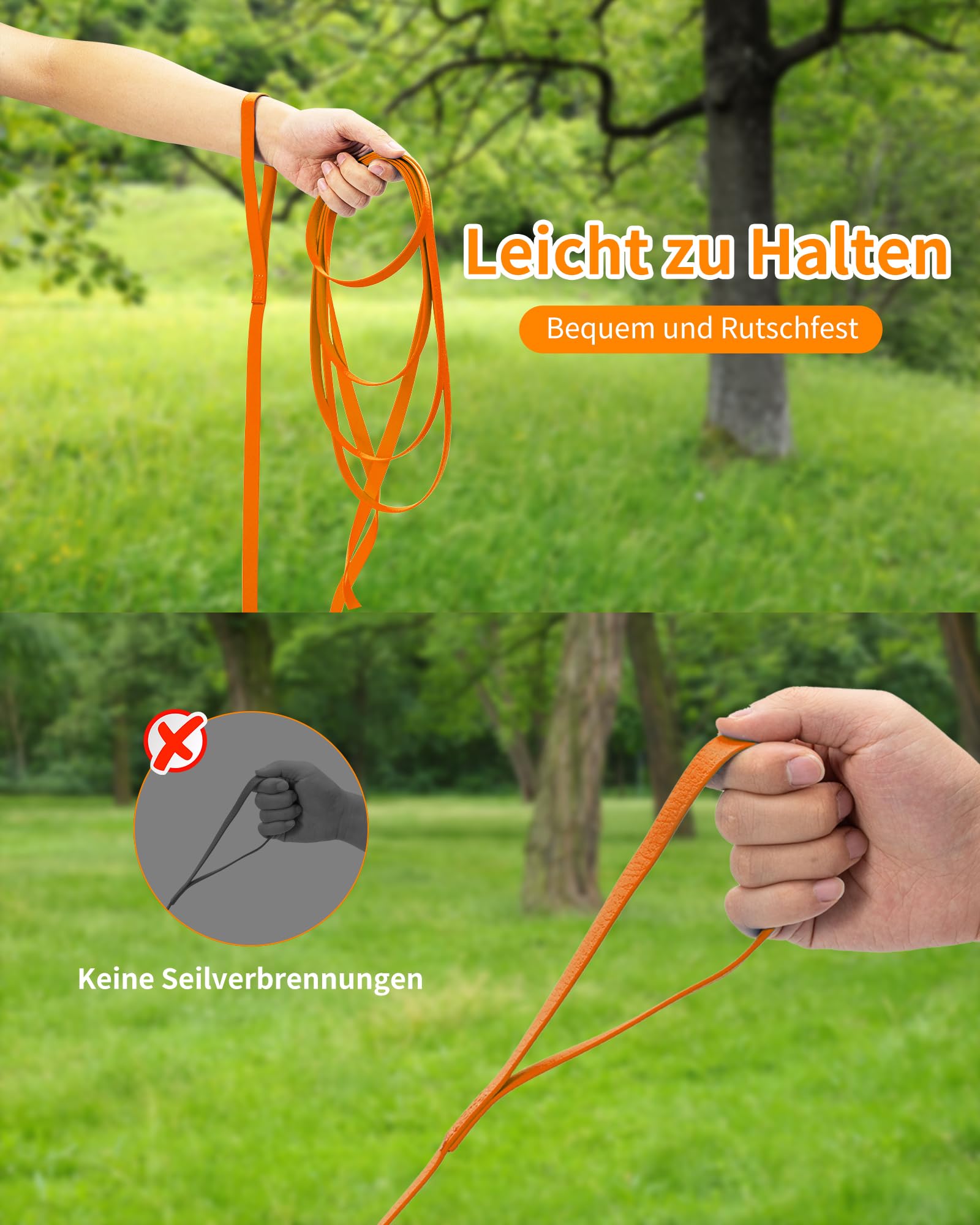 Toozey Guinzaglio da Addestramento Impermeabile per Cani, 5m/10m/15m/20m – Lunga, Robusta e Resistente con Maniglia e Moschettone, Perfetta per Cani di Taglia Piccola e Grande, Arancione Neon
