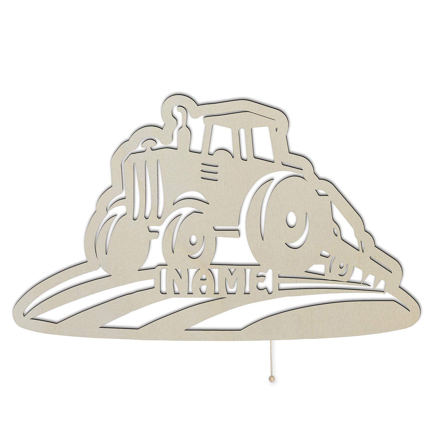 Namofactur Wandlampe „Landwirt“ Personalisiert – Aus Pappelsperrholz, Batteriebetrieben (55x33 Cm)