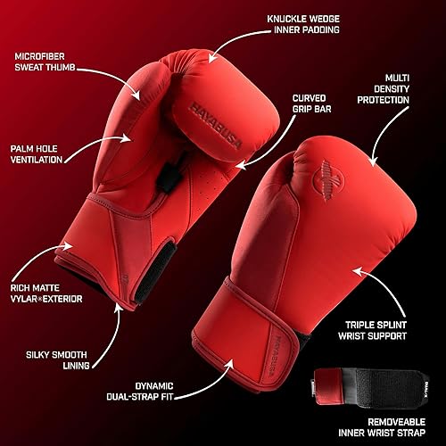 Miniatura 6 de Guantes de boxeo Hayabusa T360 – Ergonomía revolucionaria de la mano | Soporte de muñeca potenciado | Cierre de correa simple o doble | Rojo -,Negro