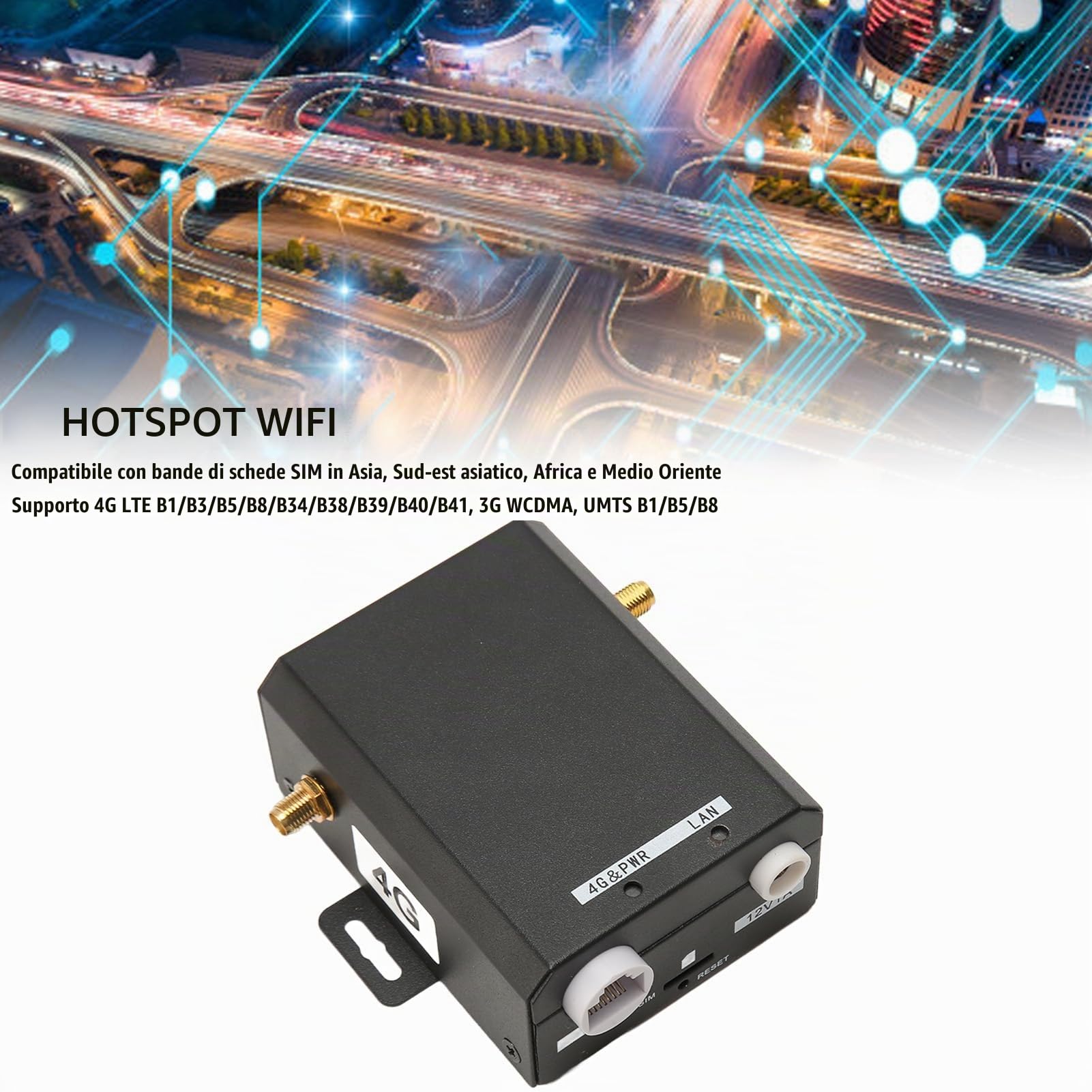 Router 4G LTE con Antenna Esterna, Supporto Router WLAN Industriale Schede SIM Hotspot WLAN, per Casa, Giardino, Ufficio, 300 Mbit/s Fino a 16 Dispositivi (Spina europea)