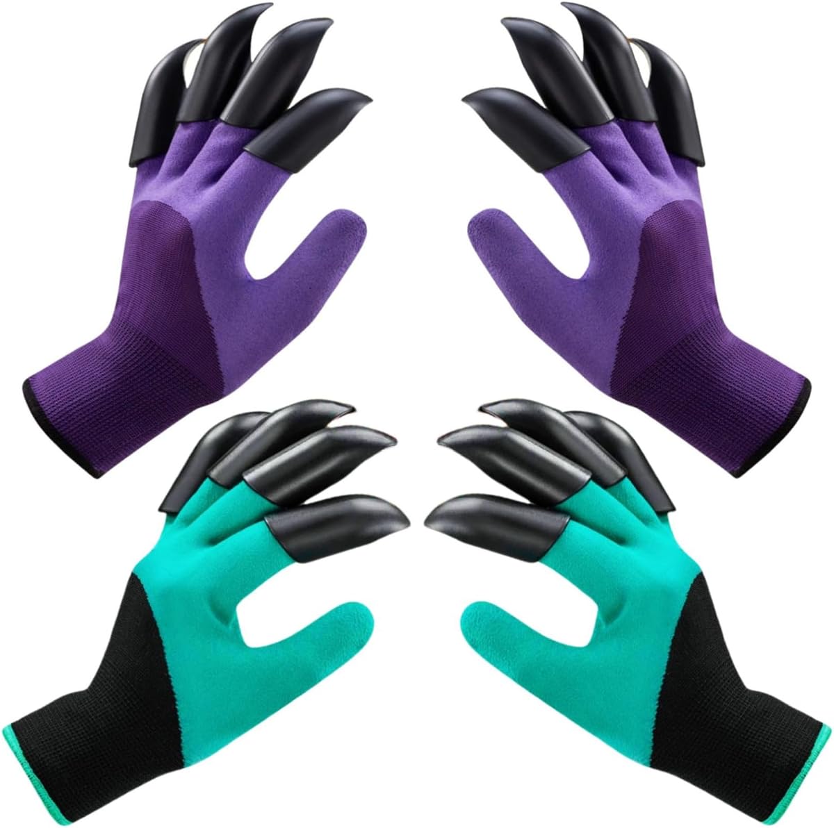 Garden Gloves with Claws, Breathable Gardening Work Gloves for Digging, Claw Gardening Gloves for Planting, Puncture Resistant Garden Gloves Best Gifts for Gardeners Women Men(Purple+Blue).