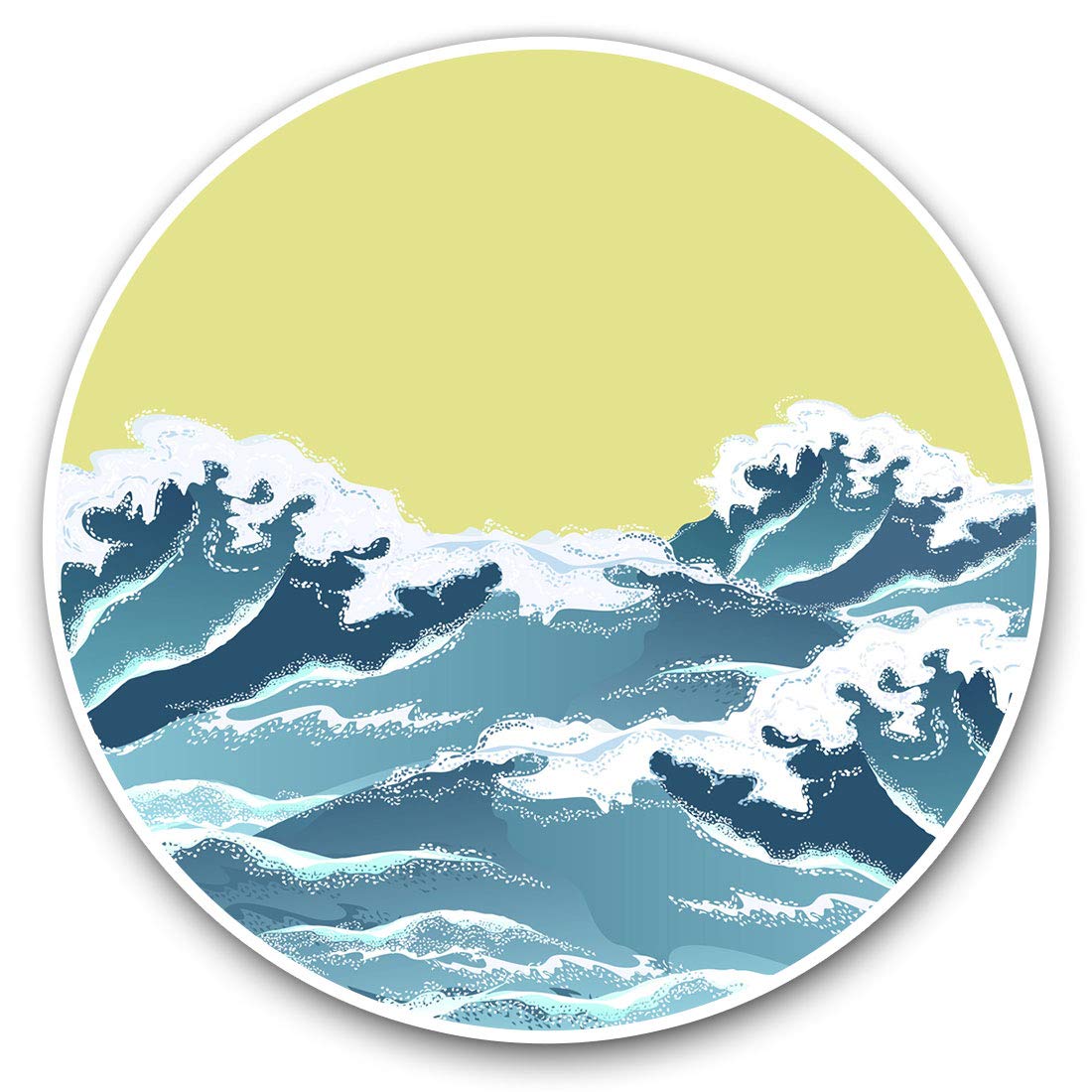 Destination Vinyl Ltd Oriental Ocean Wave Art Sea 2461 Vinyl Stickers (Set Of 2) 7.5Cm - Oriental Ocean Wave Art Sea #2461