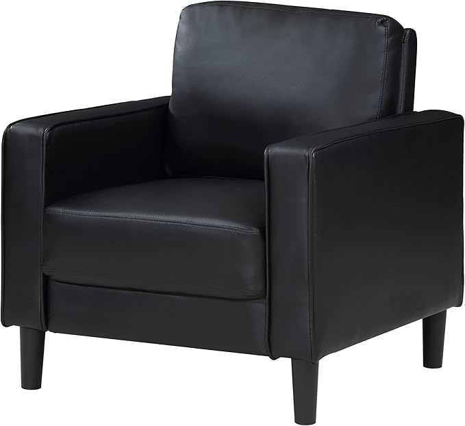 Sillón Acrílico Negro Cuero Sintético Track Arm miniatura 5
