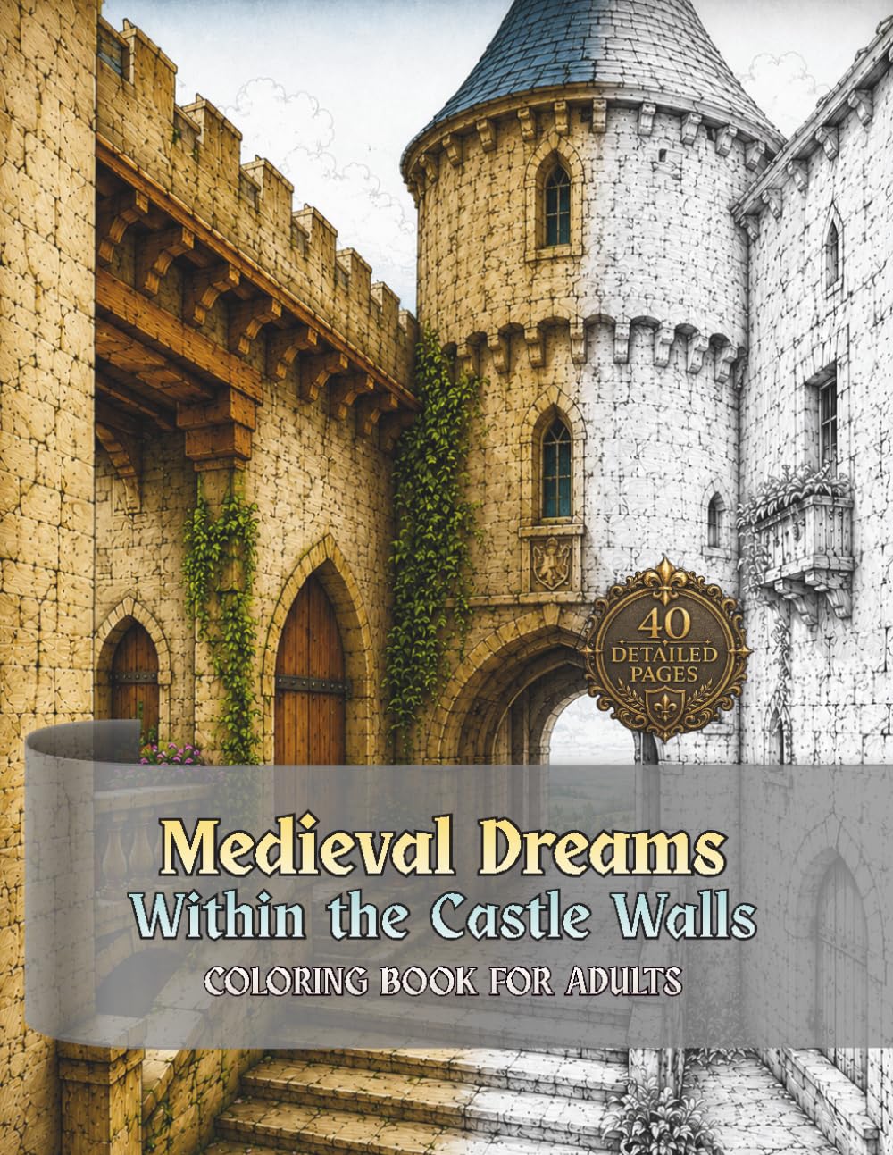 Medieval Dreams Within the Castle Walls: Coloring Book for Adults (Grayscale Medieval Dreams)