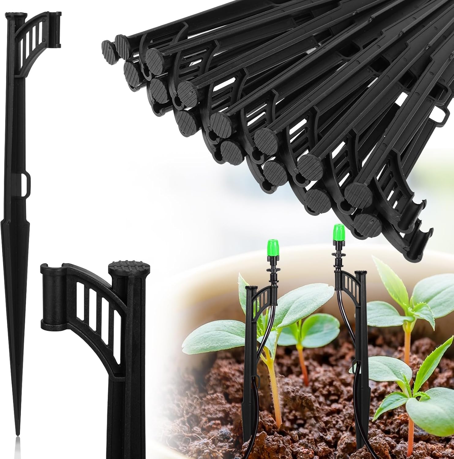30 Pcs 12.8" Irrigation Drip Support Stakes 1/4 Inch Drip Irrigation Stakes for 1/4 Inch Drip Irrigation Tubing Hose Holder Drip Irrigation Support Stakes for Gardens Irrigation Supplies