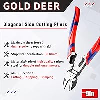 Vista 2 de Alicates de corte lateral diagonal de 9 pulgadas Pelacables Pelacables Multiuso Pelacables de alto apalancamiento Cortador Crimper Cortador Alicates