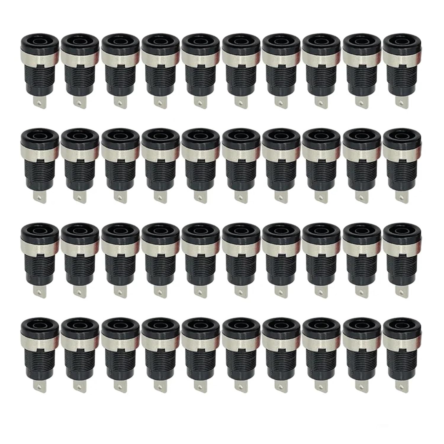 fengpeng 40PCS 4MM Banana Plugs Female Jack Socket 5 Colors Multimeter Head Panel Mount Connector Binding Post Terminal(40 Black)